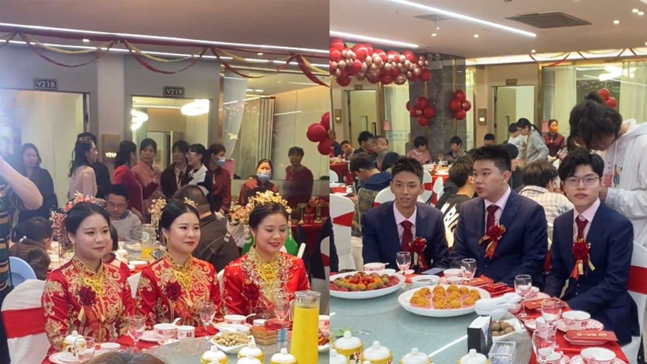 <b>3胞胎姐妹同日出嫁场面轰动</b>